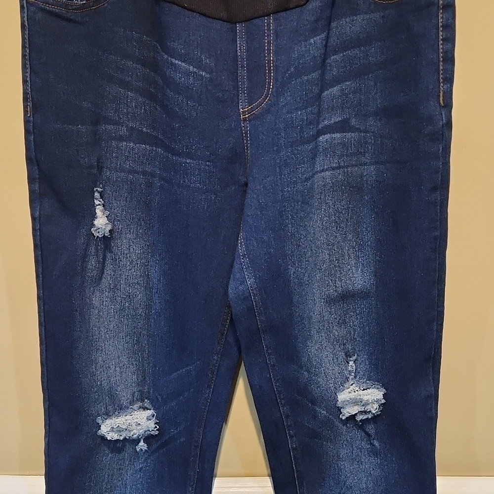 JVINI Fashion Maternity Skinny Distressed Jeans, Blue - Picture 9 of 12
